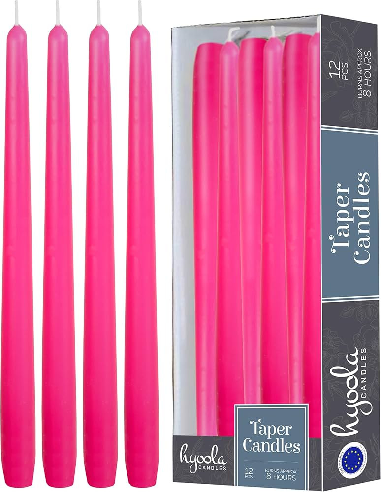 Hyoola 12 Pack Tall Taper Candles - 10 Inch Hot Pink - Fuchsia Dripless, Unscented Dinner Candle ... | Amazon (US)