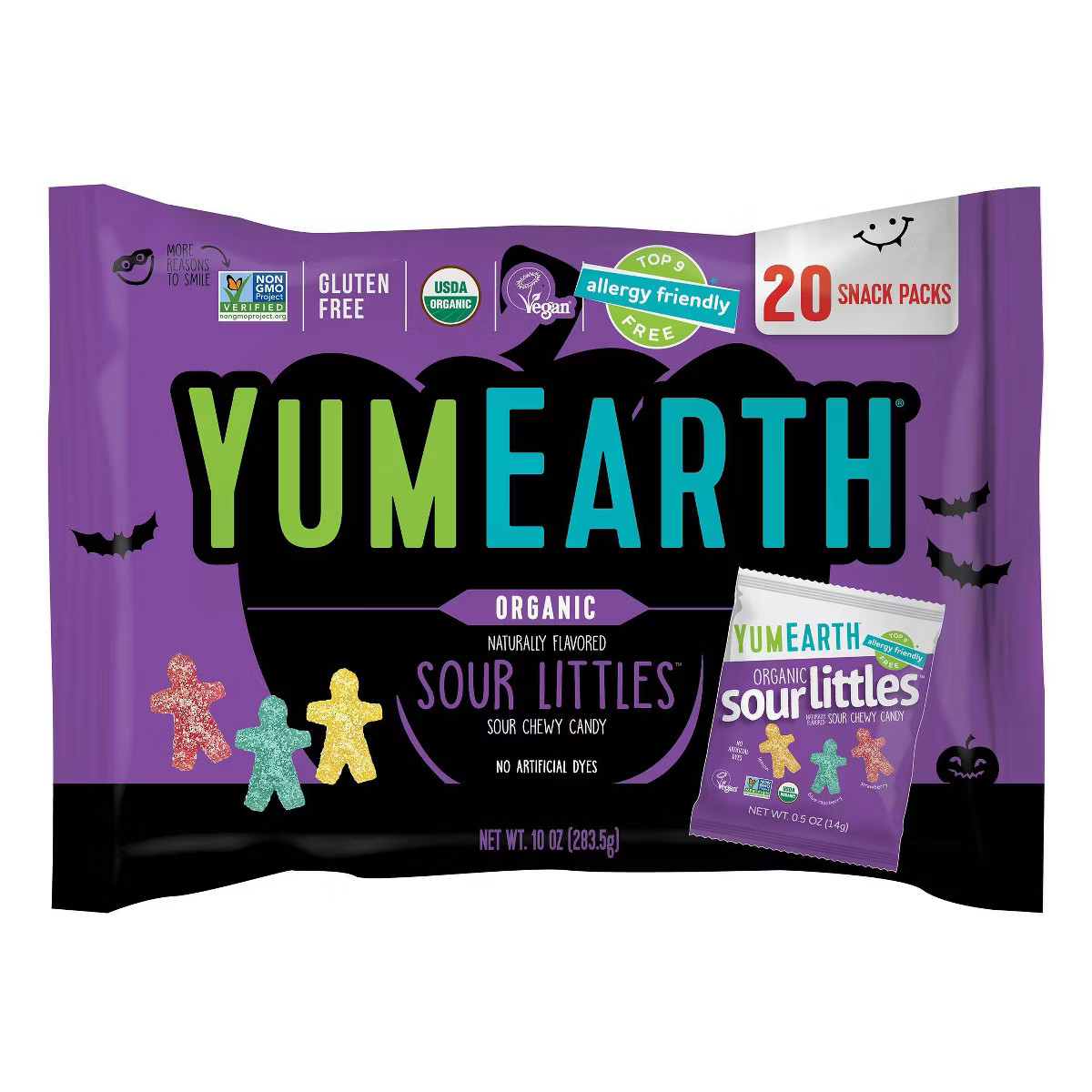 YumEarth Halloween Sour Littles Laydown Bag Candy - 10oz/20ct | Target