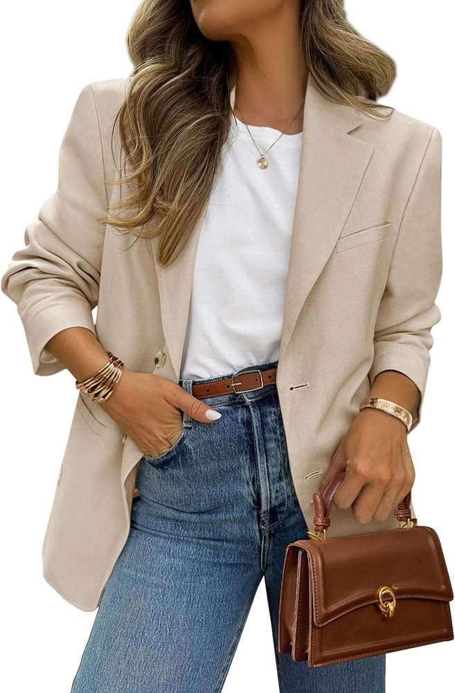 PRETTYGARDEN 2026 Blazers for Women Business Casual     Long Sleeve Button Down, Breasted Notch L... | Amazon (US)