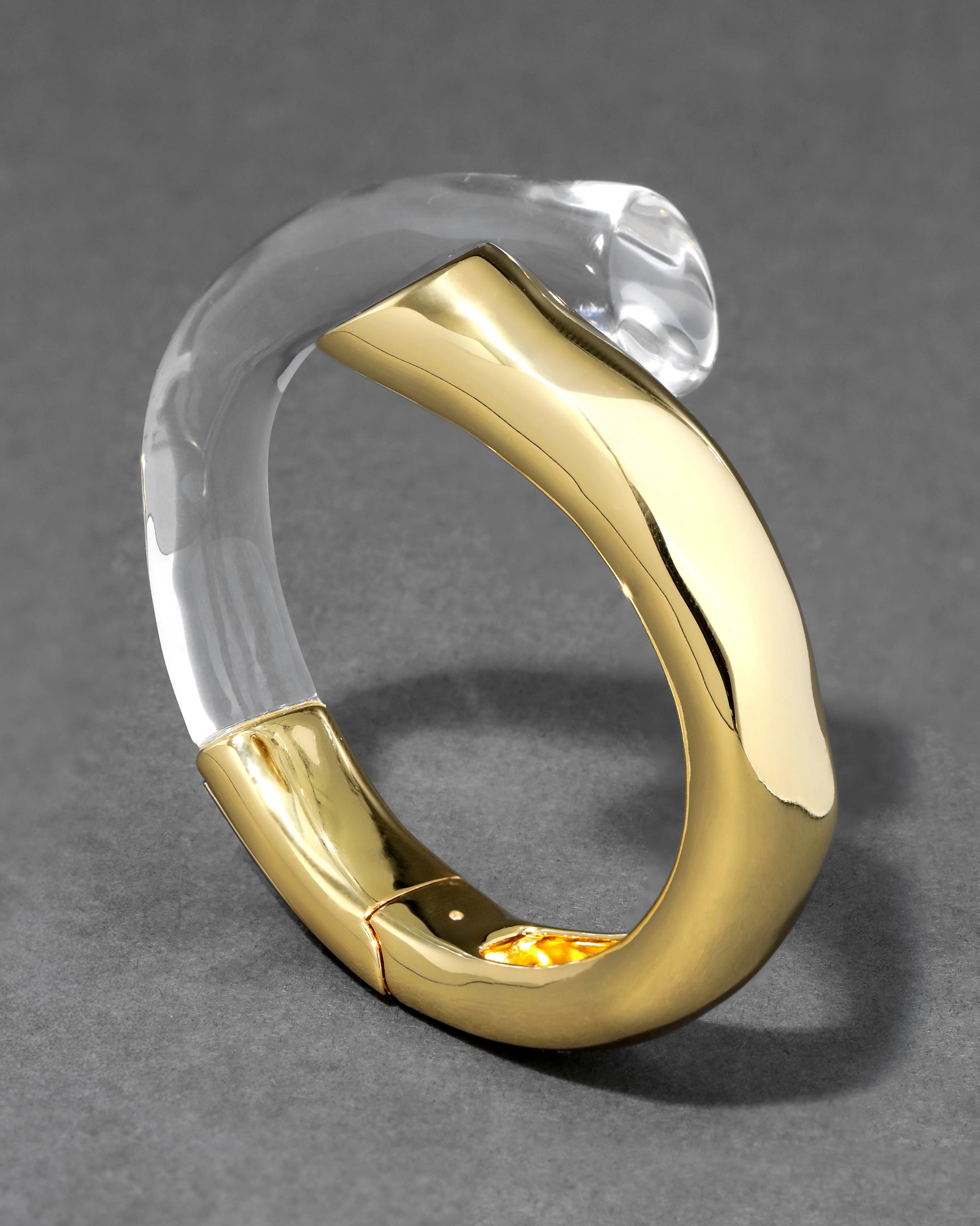 Clear Liquid Lucite Bypass Hinge Bracelet | Gold Hinge Bracelet | Alexis Bittar