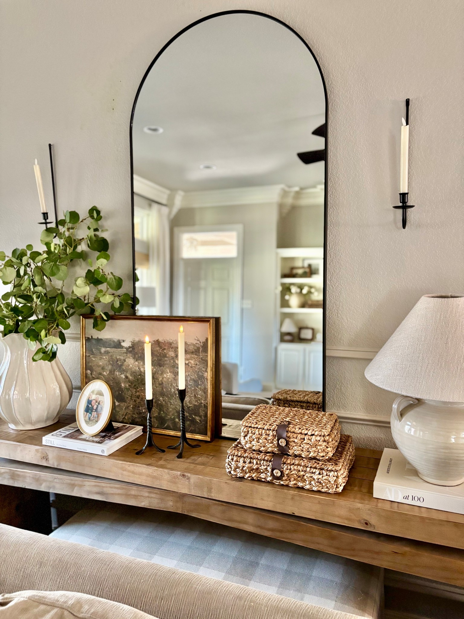 Console table refresh!  Love these taper candle holders!  This console table is one of my most loved furniture pieces in my home and currently the lowest price I’ve seen it!!  I have it in the color sierra rustic natural  

#LTKFindsUnder50 #LTKSaleAlert #LTKHome