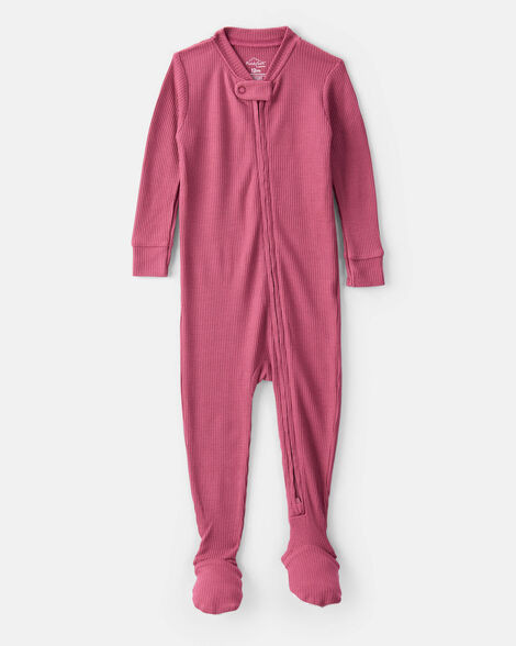 Baby Girl PurelySoft Long-Sleeve 2-Way Zip 1-Piece Pajamas - Pink | Carter's Inc