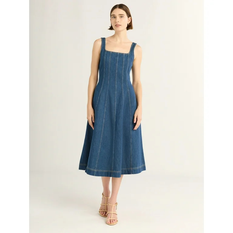 Free Assembly Women's Sleeveless Denim Panel Dress, Sizes XS-4X | Walmart (US)