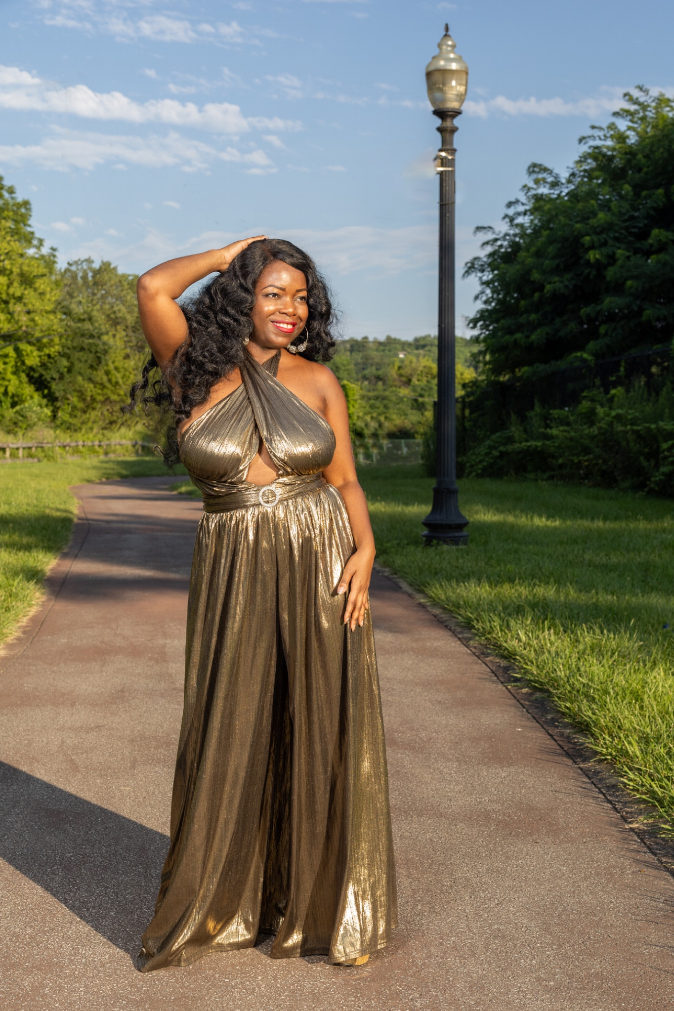 Shein Cross Wrap Front Backless Metallic Halter Wide Leg Jumpsuit

#LTKcurves #LTKunder50 #LTKstyletip