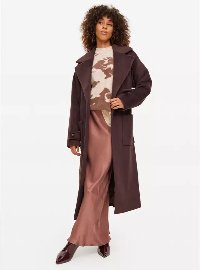 Brown Relaxed Wrap Coat 10 | Tu Clothing