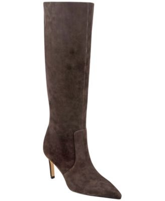 Marc Fisher Ltd Women's Callena Suede Pointed Toe Stiletto Tall Boots - Dark Brown Suede | Macy's