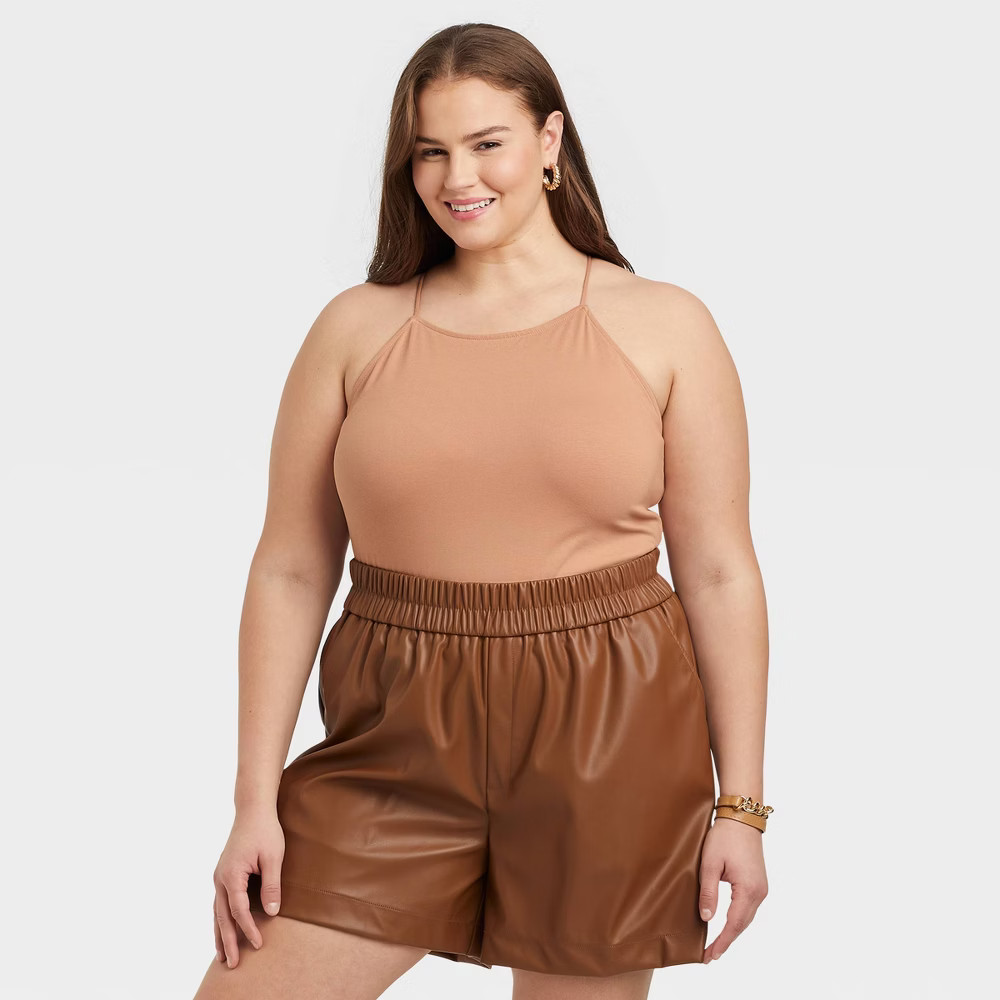 Women's Plus Size Bodysuit - A New Day Beige 2X | Target