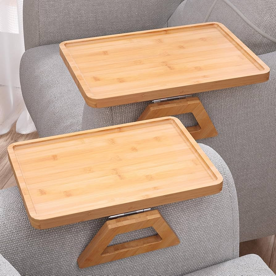 2 Pack Couch Arm Tray,Bamboo Folding Sofa Tray,Sofa Armrest Trays Clip-On Couch Desk for Drinks,S... | Amazon (US)