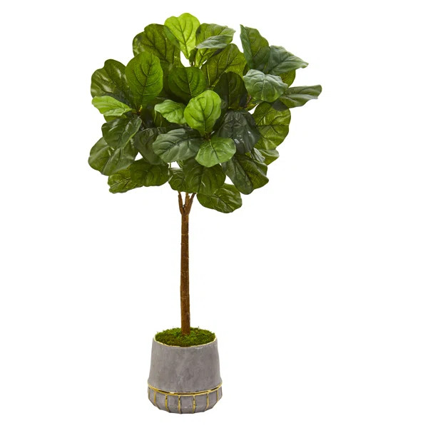 33.25'' Artificial Fiddle Leaf Fig Tree in Planter | Wayfair North America