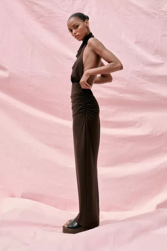 LONG OPEN BACK HALTER DRESS | Zara US