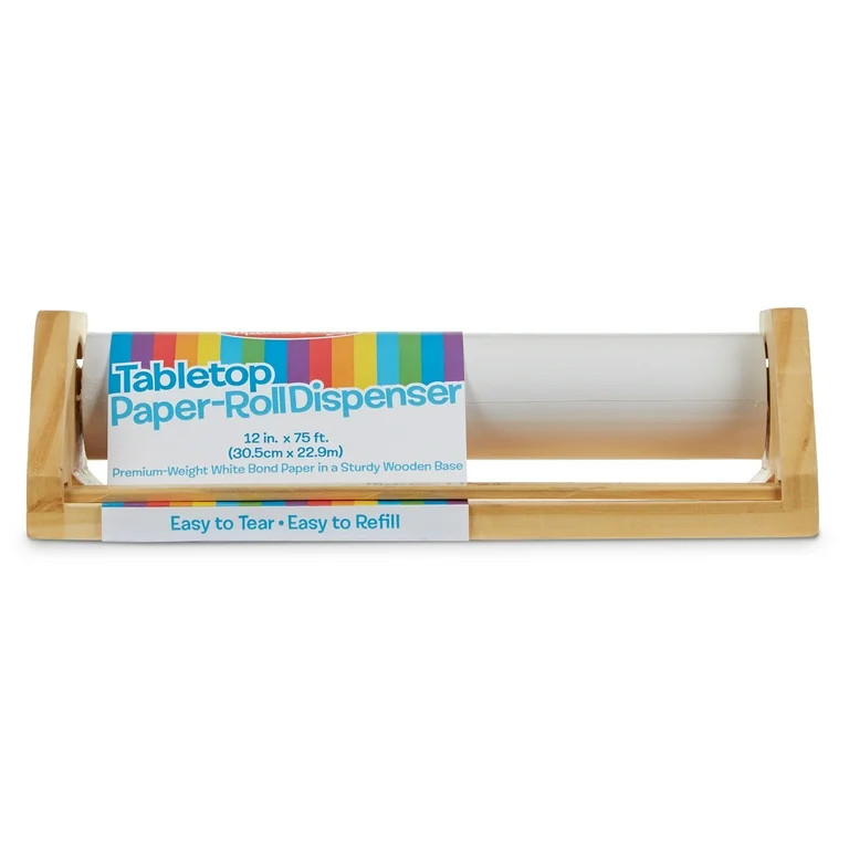 Melissa & Doug Wooden Tabletop Paper Roll Dispenser With White Bond Paper (12 inches x 75 feet) | Walmart (US)
