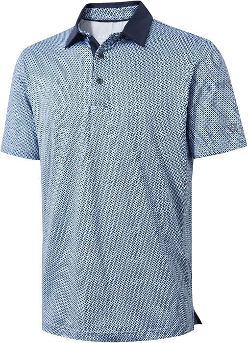 Golf Shirts for Men Dry Fit Short Sleeve Print Performance Moisture Wicking Polo Shirt | Amazon (US)