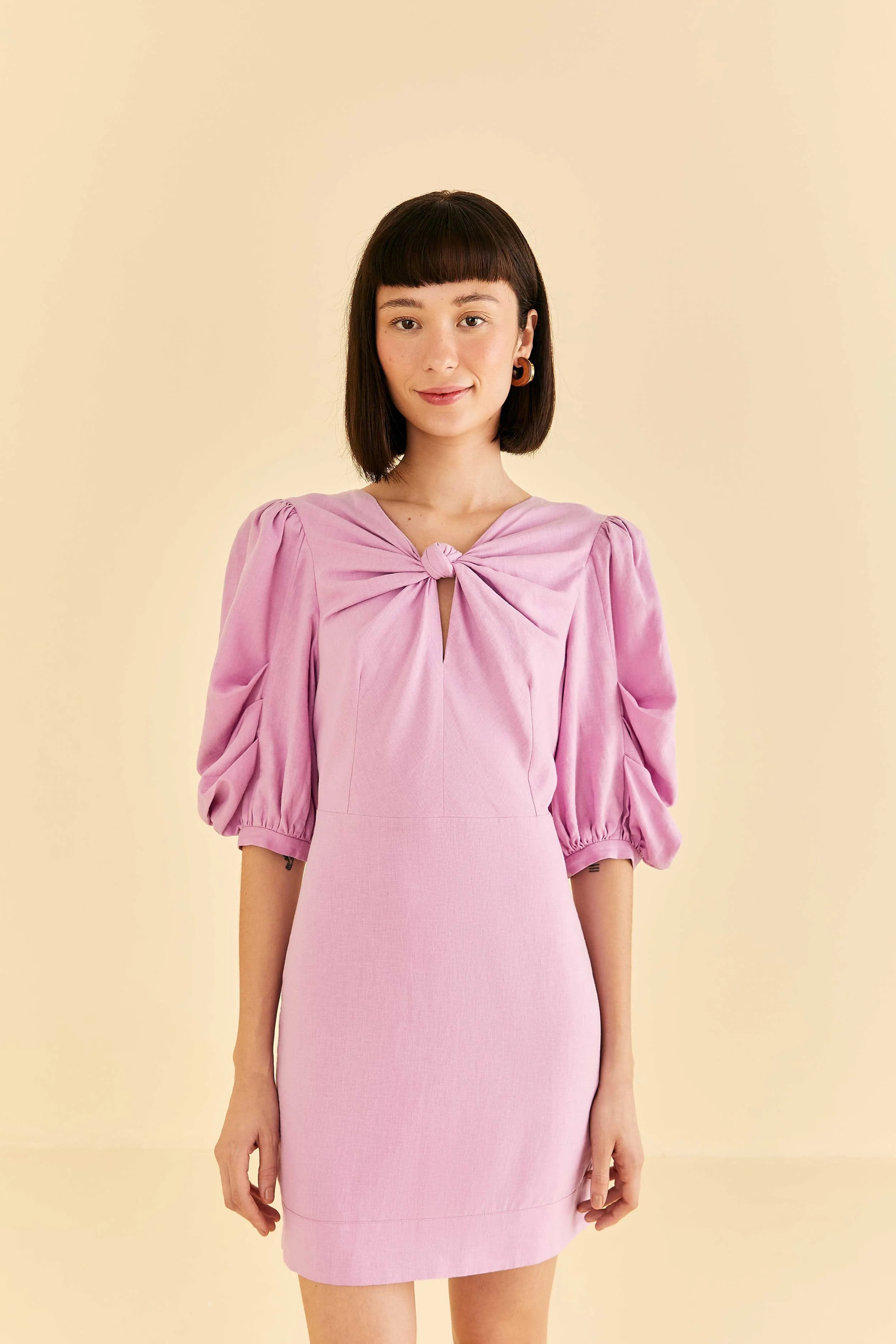Lilac Short Sleeve Mini Dress | FarmRio (US)