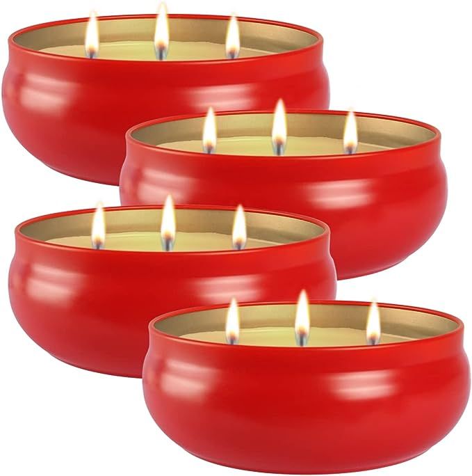 Citronella Candles Outdoor, 4 x 13.5 oz Citronella Scented Candles Large, Natural Soy Wax Candles... | Amazon (US)
