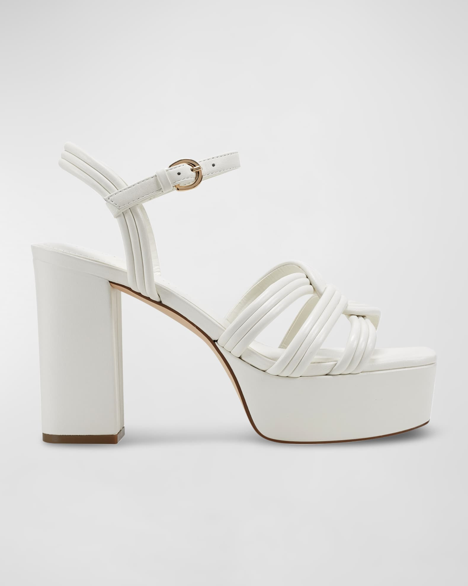 Marc Fisher LTD Leather Woven Ankle-Strap Platform Sandals | Neiman Marcus