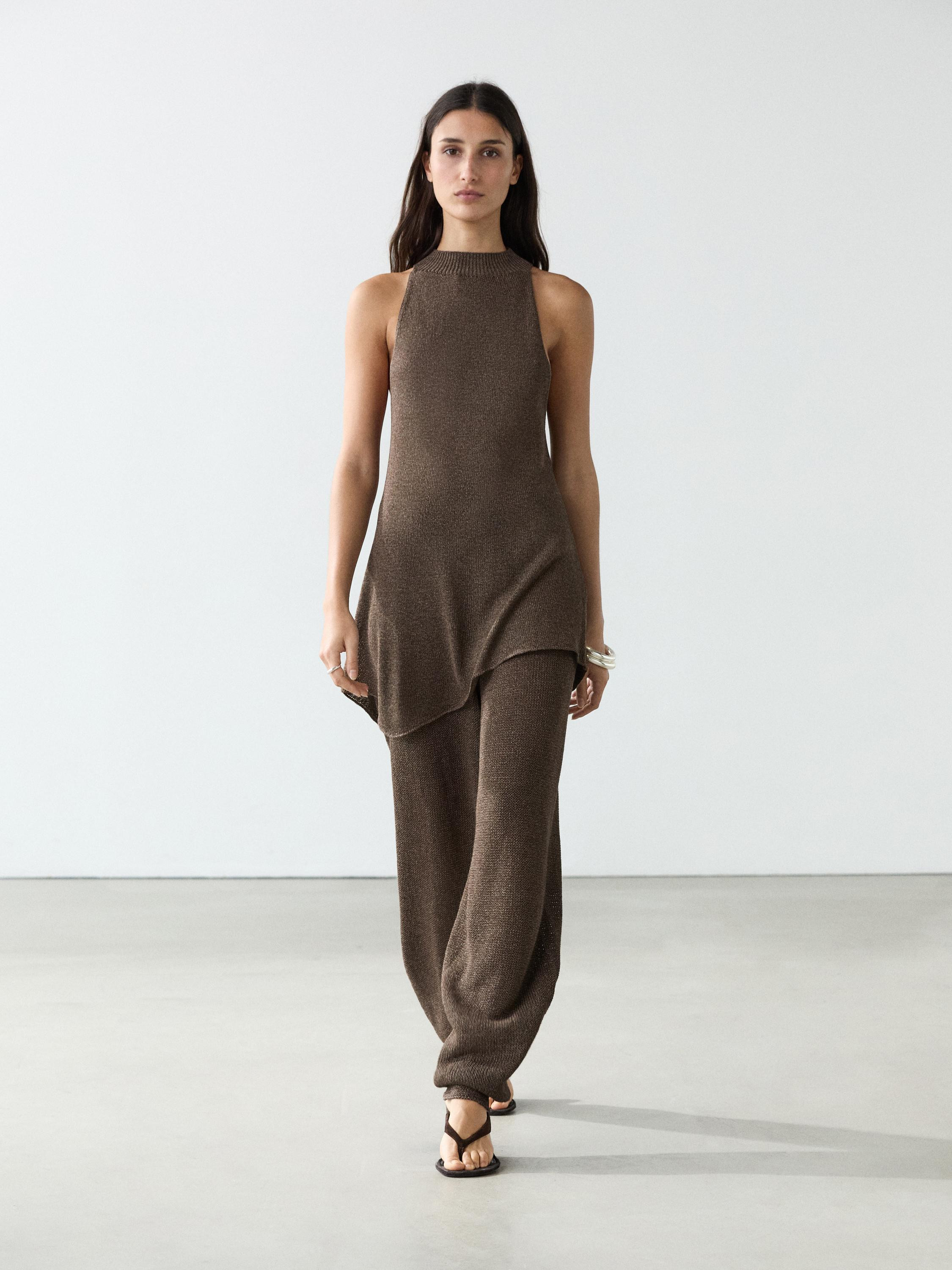Total look asymmetric halter knit top | Massimo Dutti UK