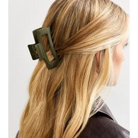 Dark Khaki Shiny Rectangular Hair Clip New Look | New Look (UK)