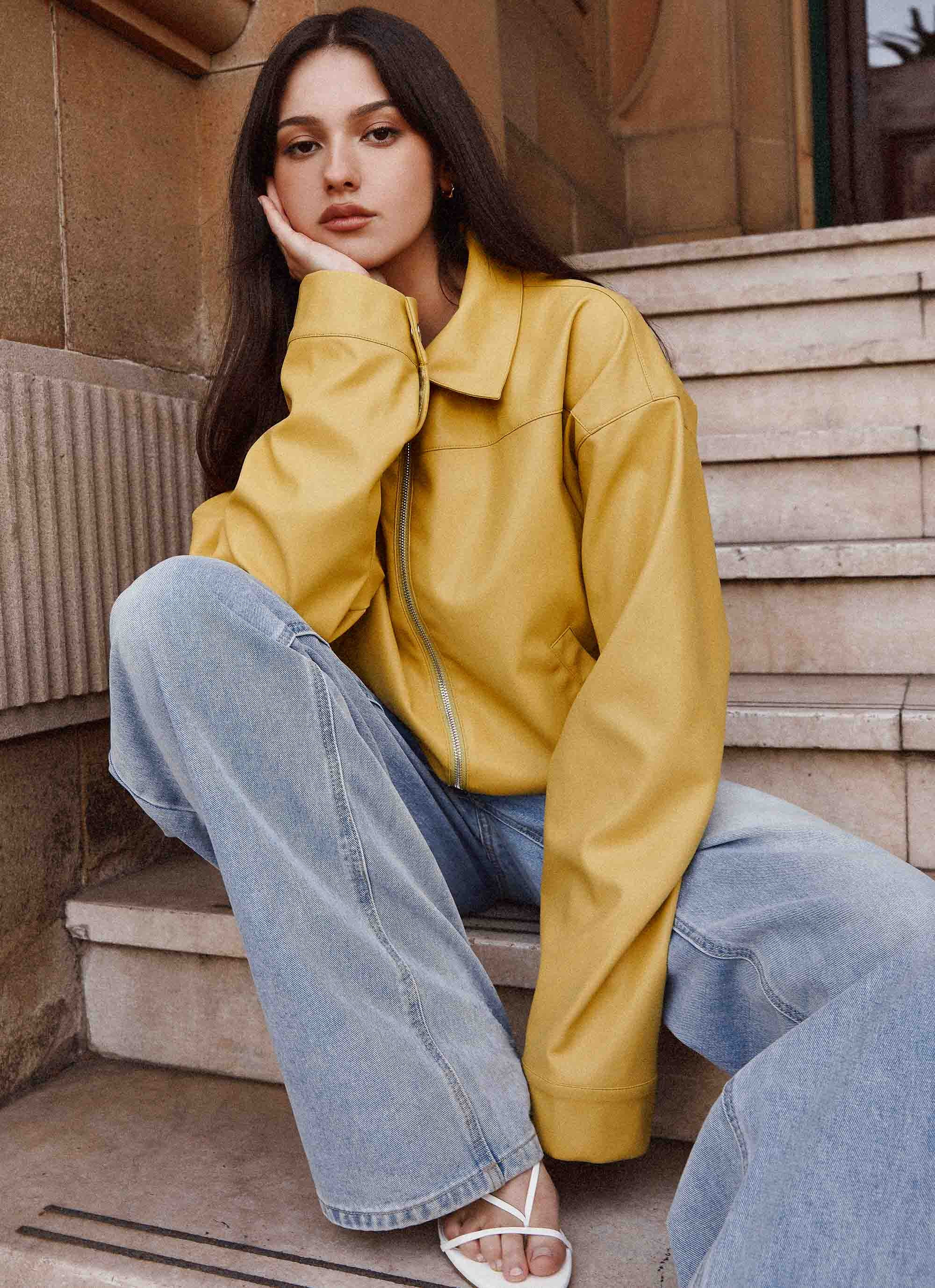 Elara Oversized Jacket - Yellow | Peppermayo (Global)