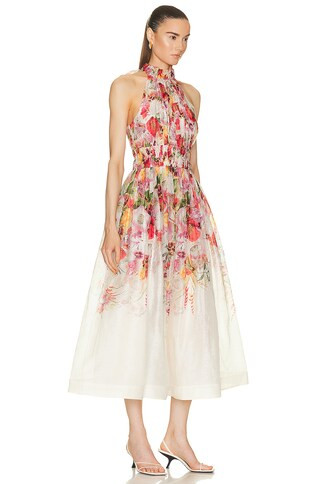 Zimmermann Wonderland Halter Dress in Poppy Ivory Print | FWRD | FWRD 