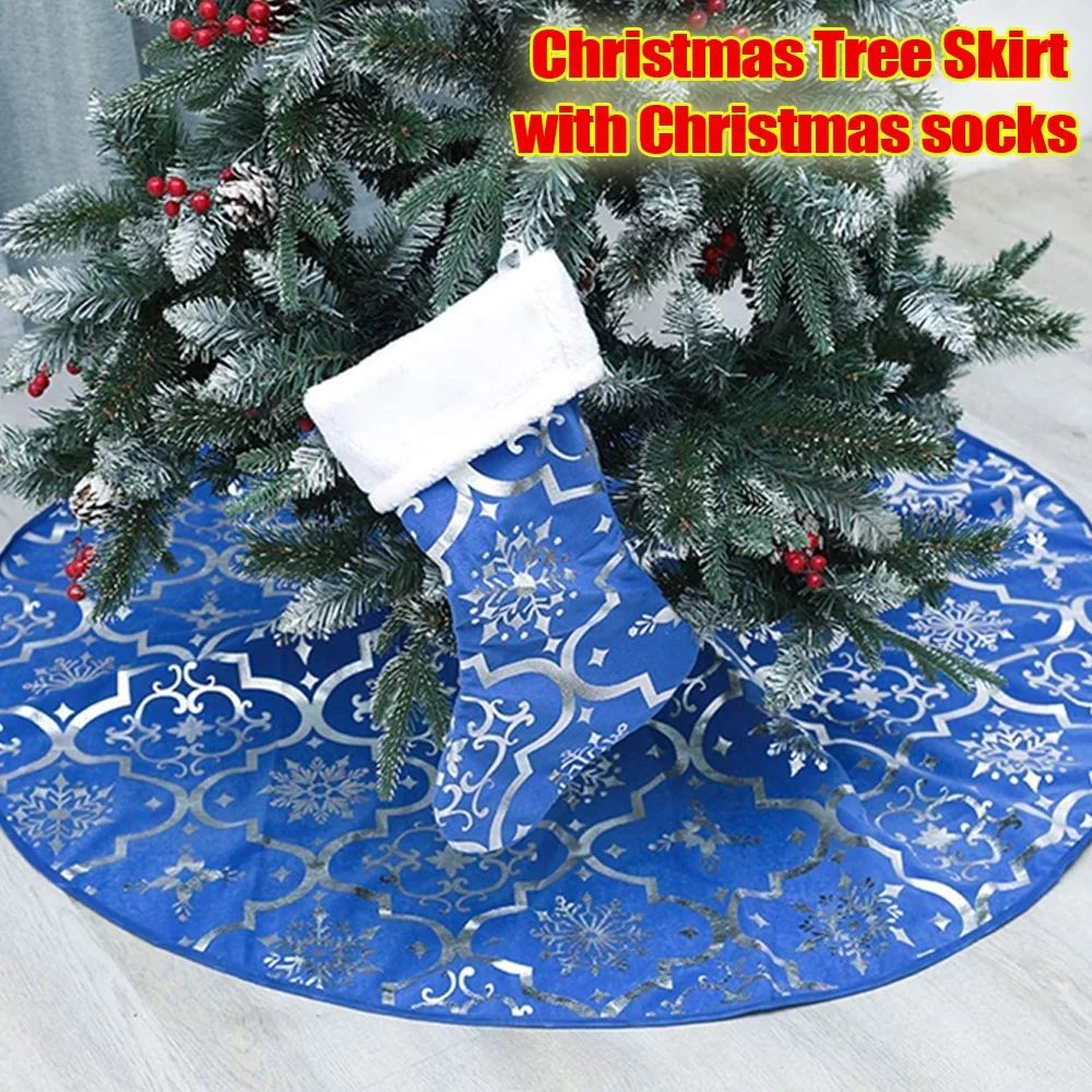Christmas Tree Mat Christmas Tree Skirt 47in with Snowflakes Xmas Holiday Decoration for Home Dec... | Walmart (US)