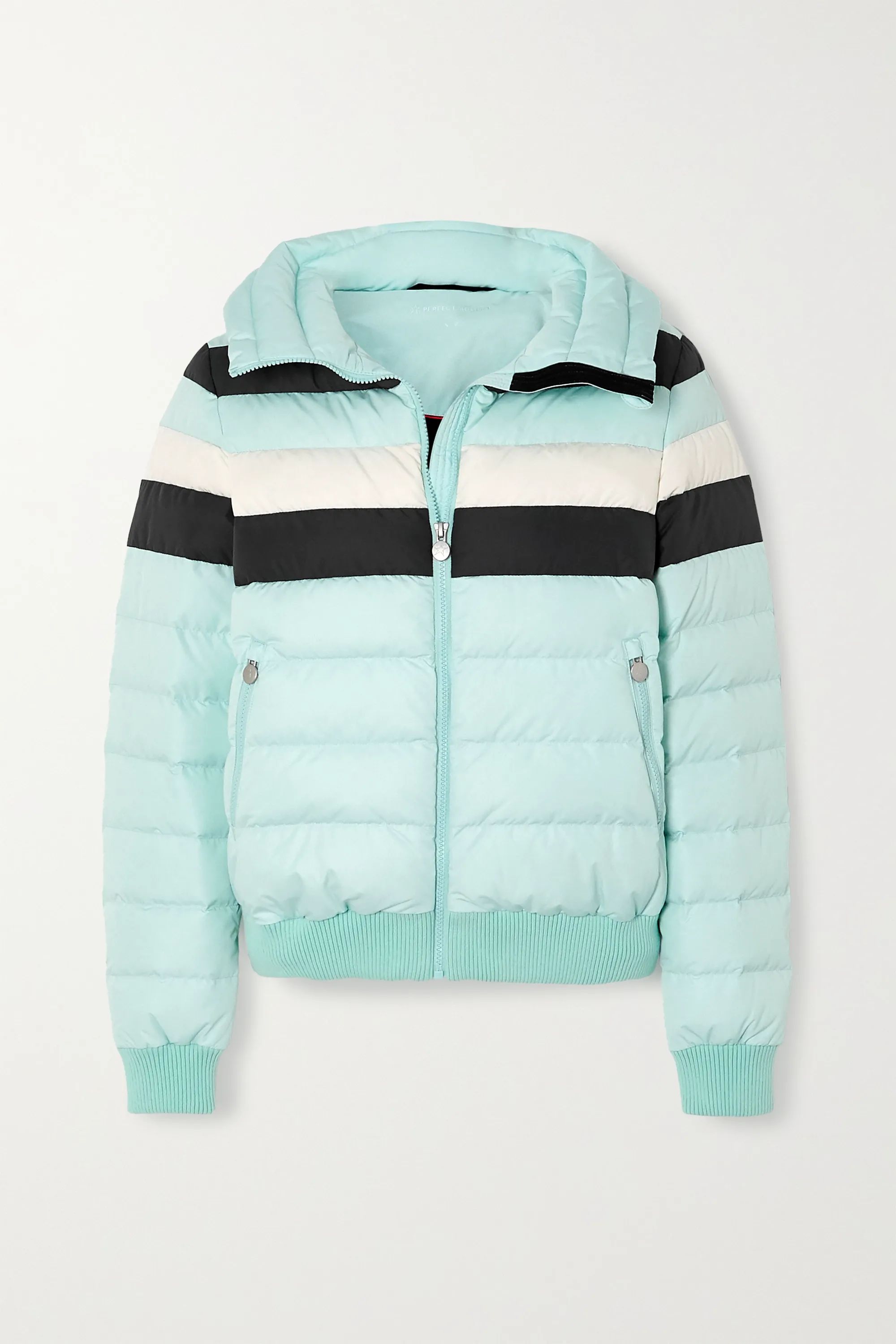 Sky blue Queenie padded striped ski jacket | Perfect Moment | NET-A-PORTER | NET-A-PORTER (US)