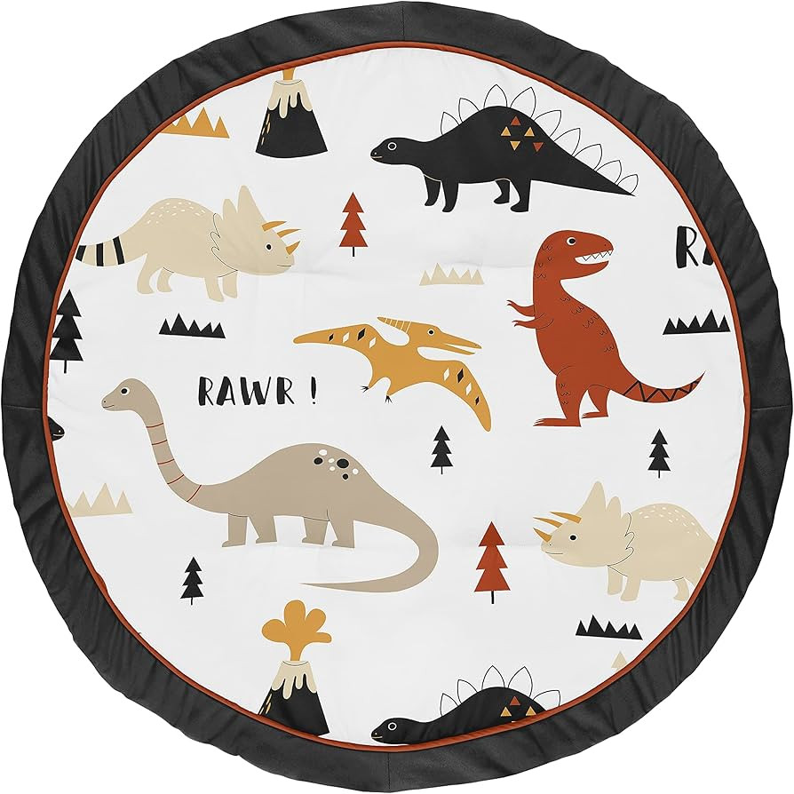 Sweet Jojo Designs Mod Dino Boy or Girl Baby Playmat Tummy Time Infant Play Mat - Orange, Tan, Ru... | Amazon (US)