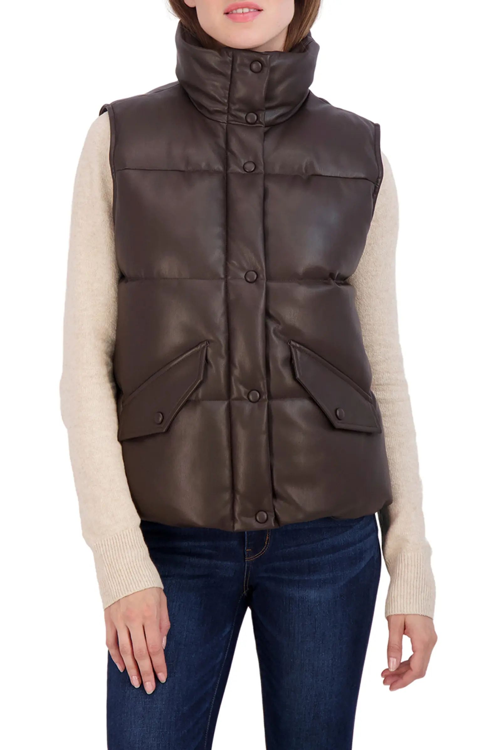 Faux Leather Puffer Vest | Nordstrom Rack