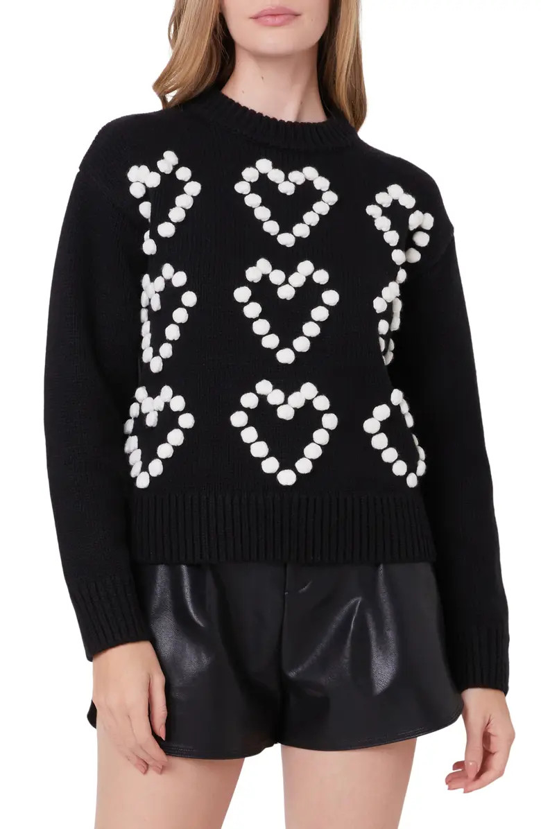 English Factory Pompom Heart Mock Neck Sweater | Nordstrom | Nordstrom