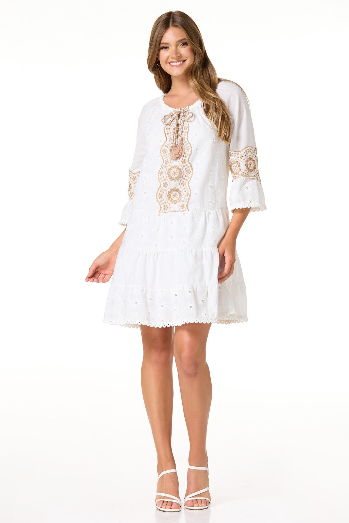 Embroidered Tasseled- Tie Dress | Cato Fashions