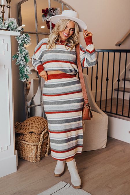 This striped matching set is so gorgeous!!! Sweater and long sweater skirt and the striped pattern is so pretty. 

Plus size boutique | boutique | plus size winter outfit | skirt set | plus size skirt set | ootd | plus size skirt | sweater | striped sweater 

#LTKplussize #LTKSeasonal #LTKover40