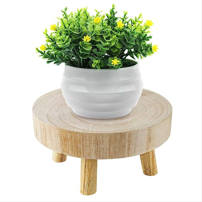 Yistao Mini Wooden Stool Display Stand, Decorative Round Wood Pedestal Stool Plant Pot Riser Mini... | Amazon (US)