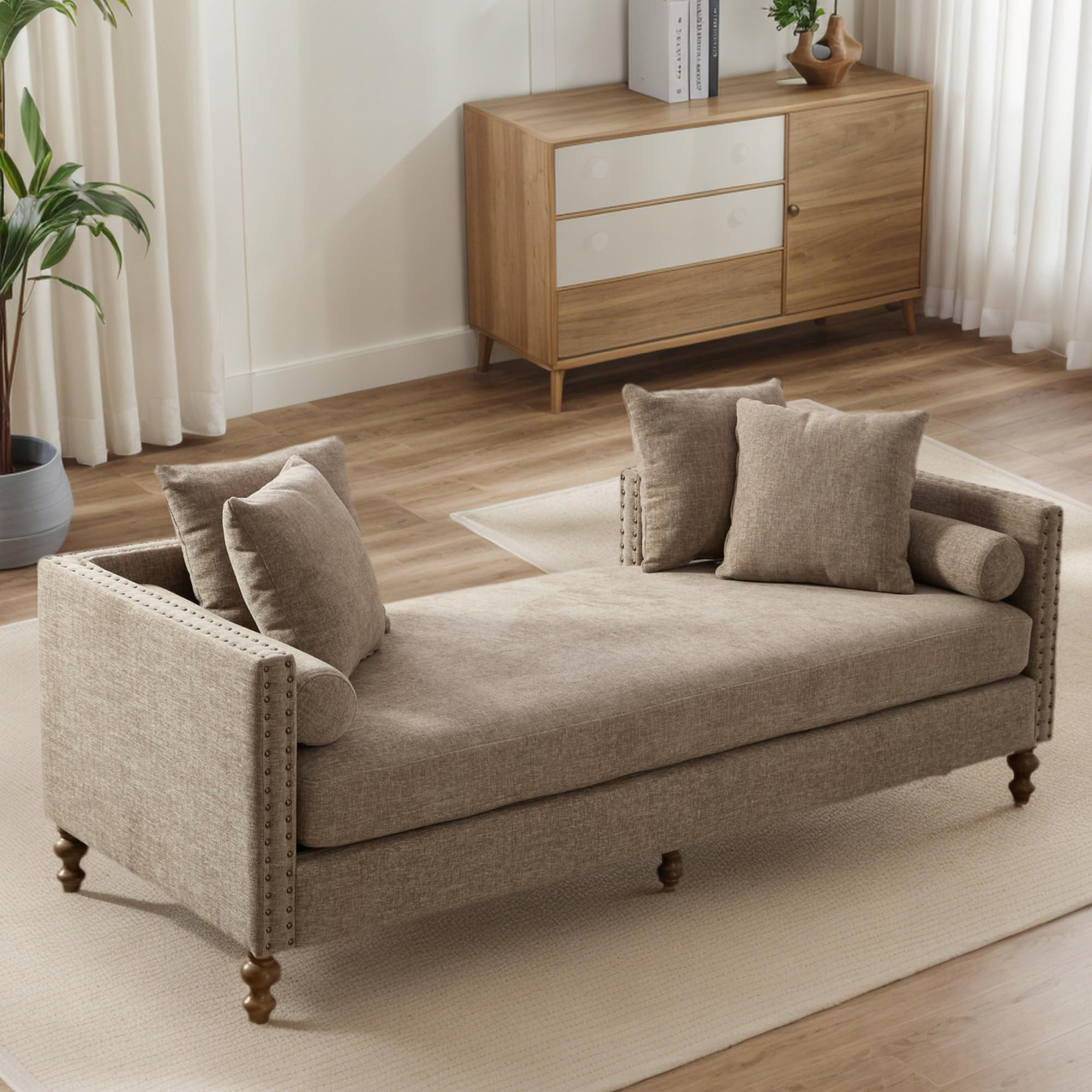 Mlmh & Kngwa 75" Upholstered Oversized Chaise Lounge Chair Indoor with Armrests & 6 Pillows & Sol... | Amazon (US)