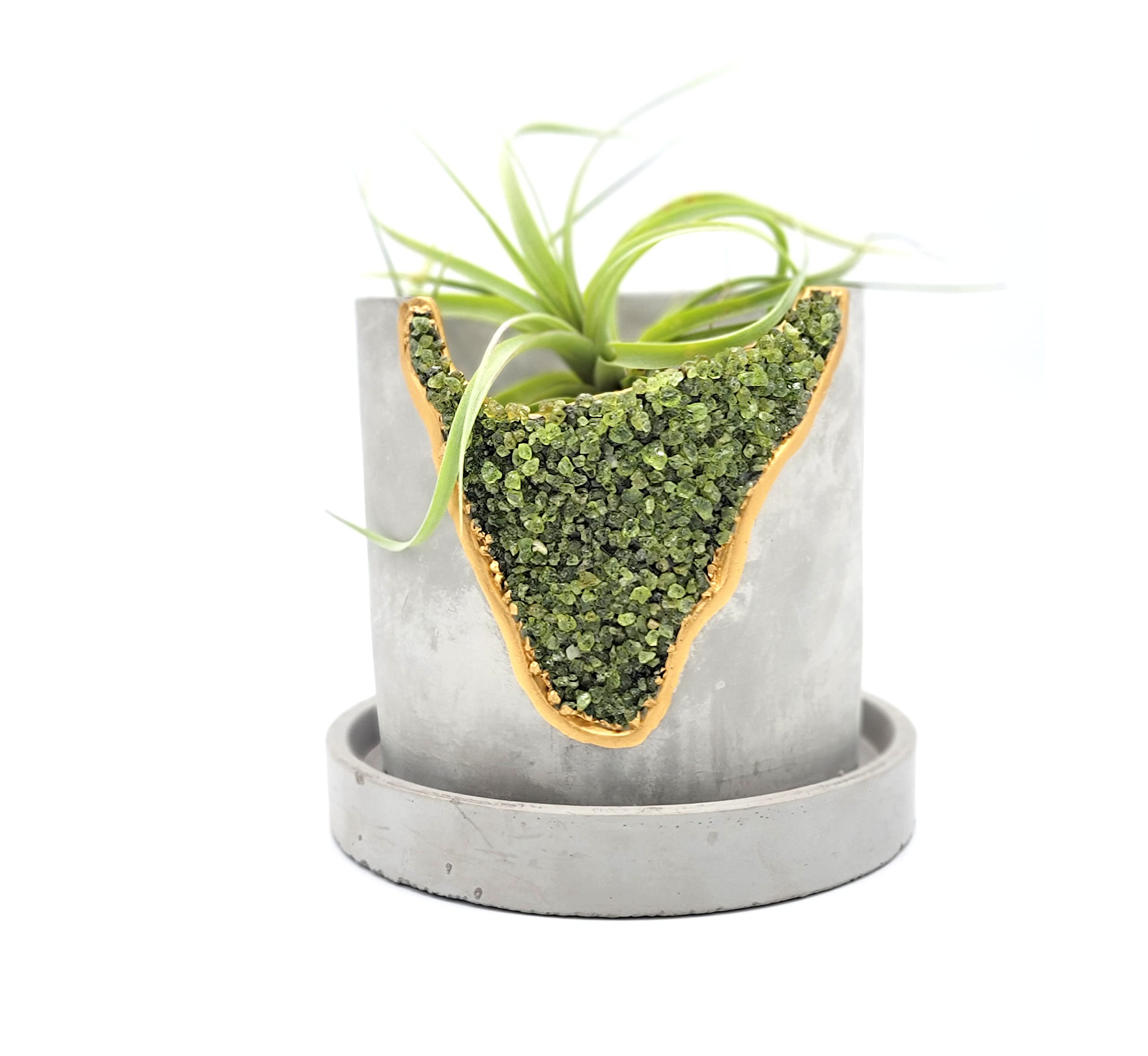 4 Inch Crystal Plant Pot with Saucer - Cement Geode Planter - Concrete Pots for Plants - Modern S... | Amazon (US)