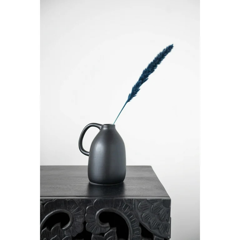 Creative Co-Op Dolomite Vase with Decorative Handle and Matte Finish, Black | Walmart (US)