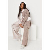 Plus Size Brown Contrast Gingham Masculine Pants | Missguided (US & CA)