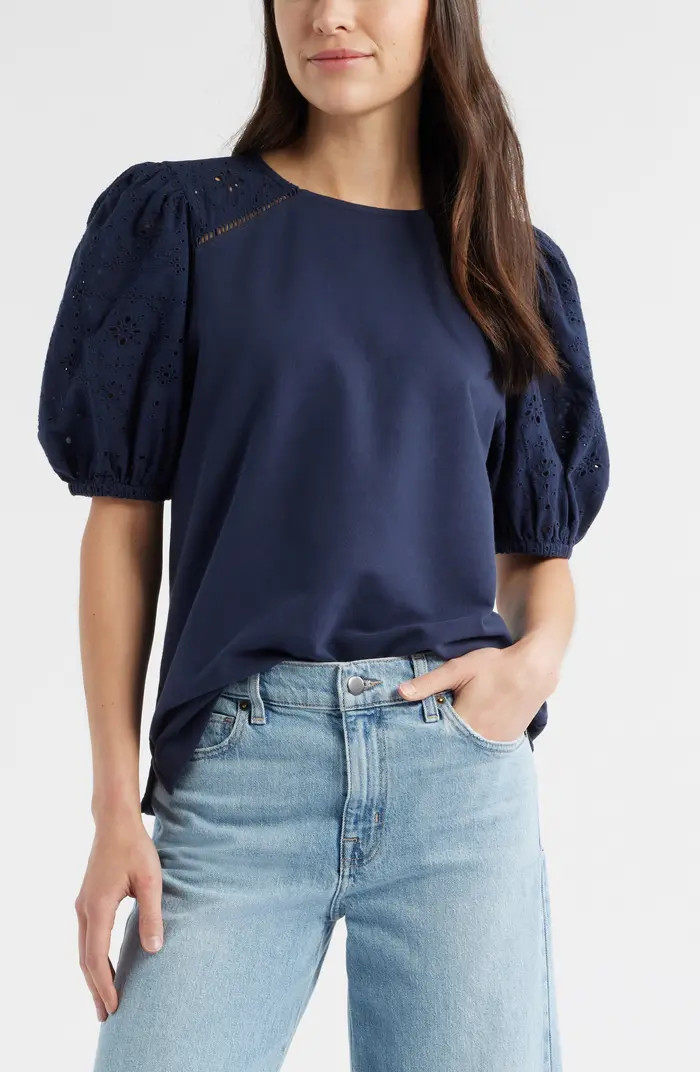 Eyelet Embroidered Puff Sleeve Top | Nordstrom