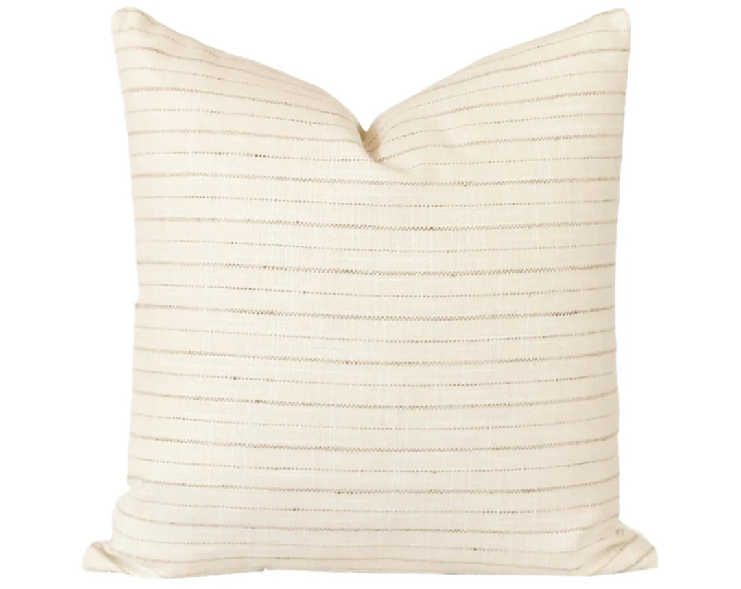 Cream Striped Pillow Covers Modern Farmhouse Pillows Woven - Etsy | Etsy (US)