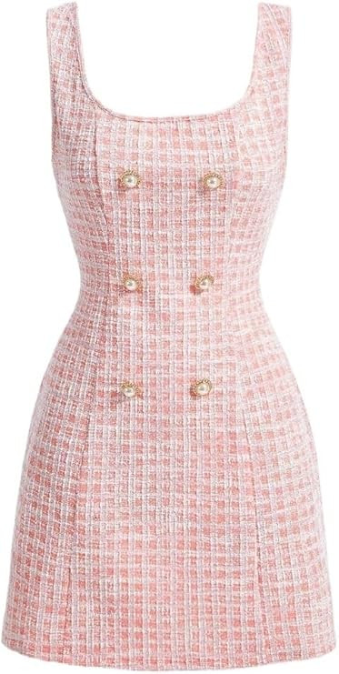 Sleeveless Dress for Women Women's Plaid Sleeveless Double Breasted Dress Summer Casual | Amazon (US)