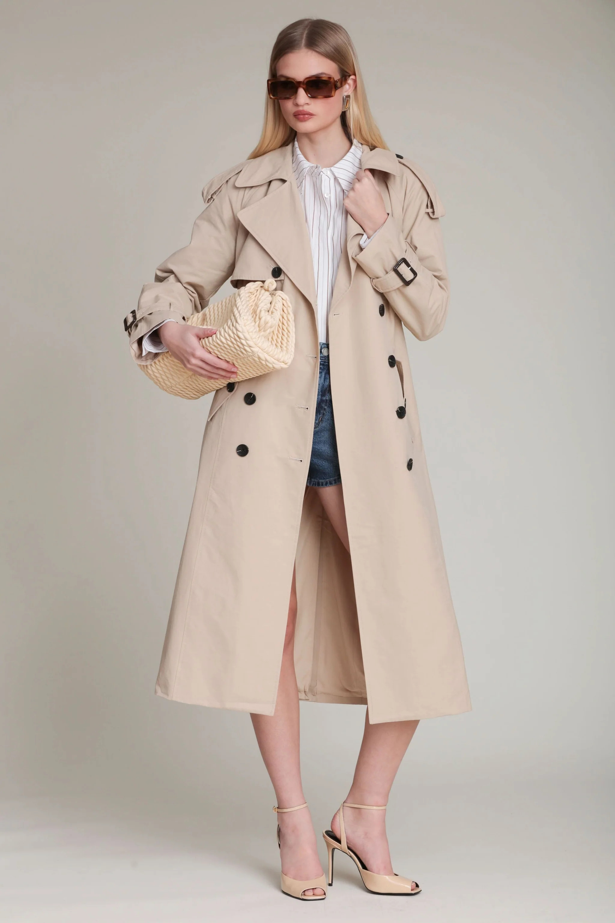 Cotton Nylon Maxi Trench Coat | Avec Les Filles