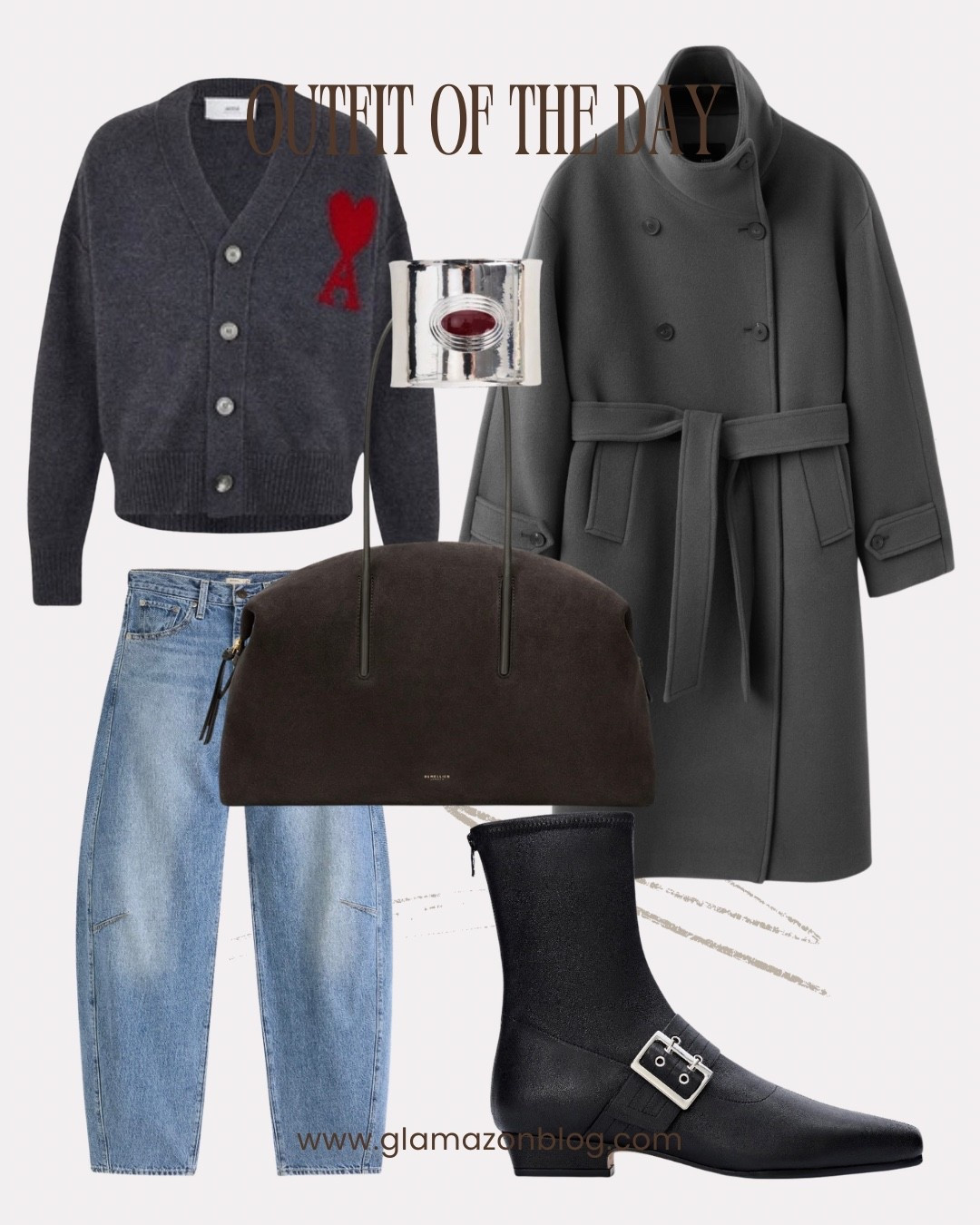 Mango coat, Ami Paris cardigan, demellier bag, suede bag, grey coat. Wool coat, balloon jeans 

#LTKstyletip #LTKuk #LTKwinter
