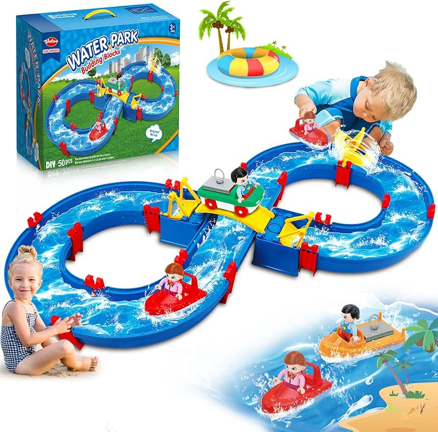 VATOS Kids Outdoor Water Table Toys, Water Park Playset 50PCS DIY Table Beach Toy on Backyard, La... | Amazon (US)