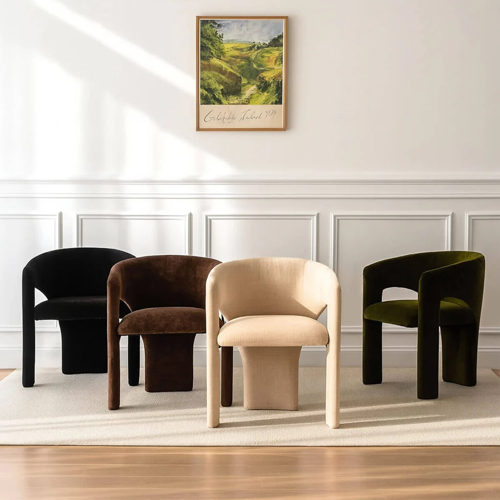 Khloe Modern Chenille Dining Chair with Arms (1-Piece) | Pop Maison