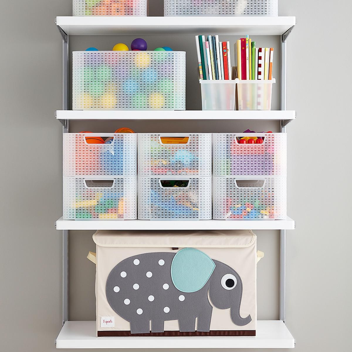 Curver White Basketweave Storage Bin with Handles | The Container Store