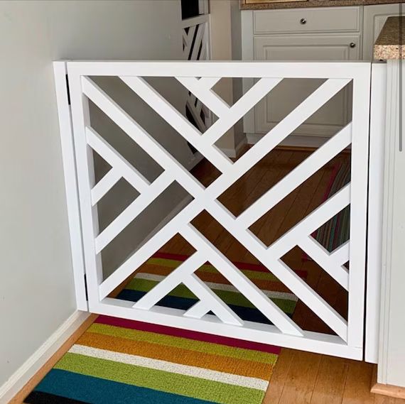 Geometric Gate - Pet Security Gate - Modern Baby Gate - Made To Fit - Barn Door Pet Gate - Reclai... | Etsy (US)
