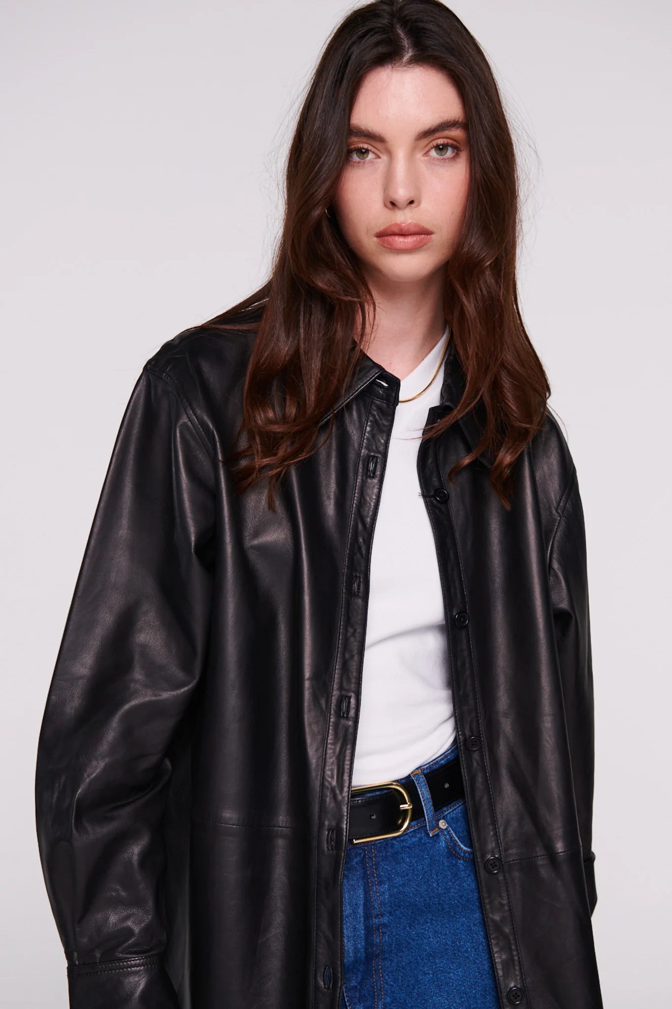 Julien | Oversized Leather Shirt in Black | ALIGNE | Aligne UK
