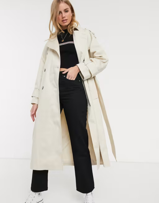 ASOS DESIGN – Langer Trenchcoat in Stone | ASOS (Global)