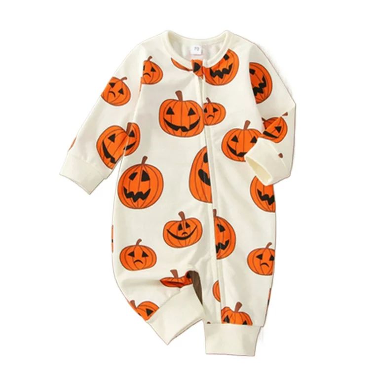 Infant Baby Boys Girls Halloween Onesie Outfit Cute Pumpkin Patch Romper Oversized Jumpsuit Zippe... | Walmart (US)