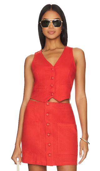 Dallas Linen Vest in Blood Orange | Revolve Clothing (Global)