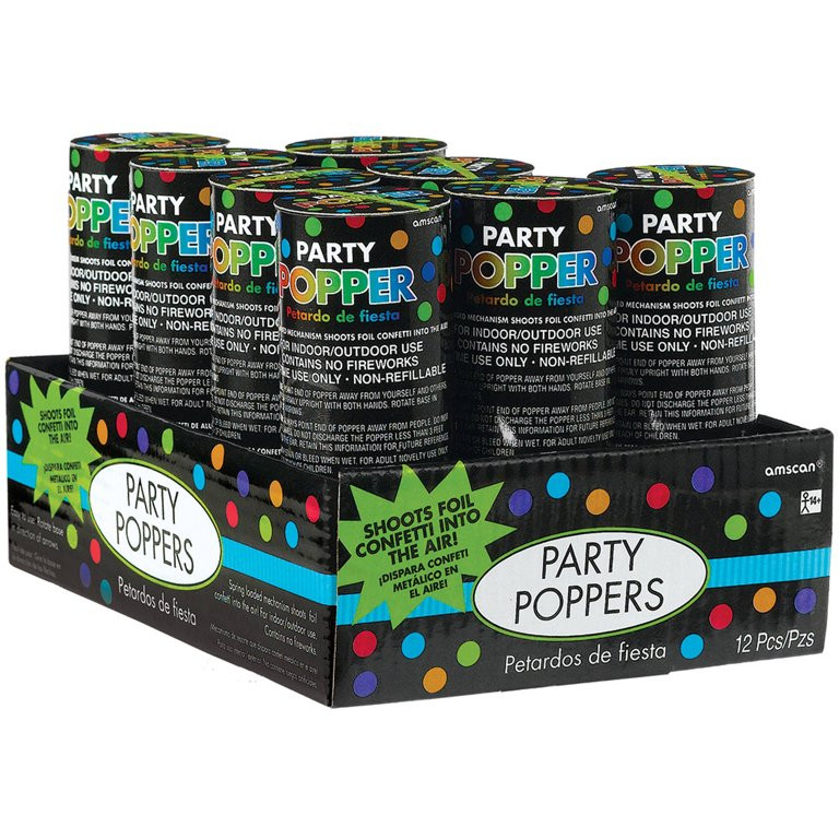 Black Party Confetti Poppers, 12 Count | Walmart (US)