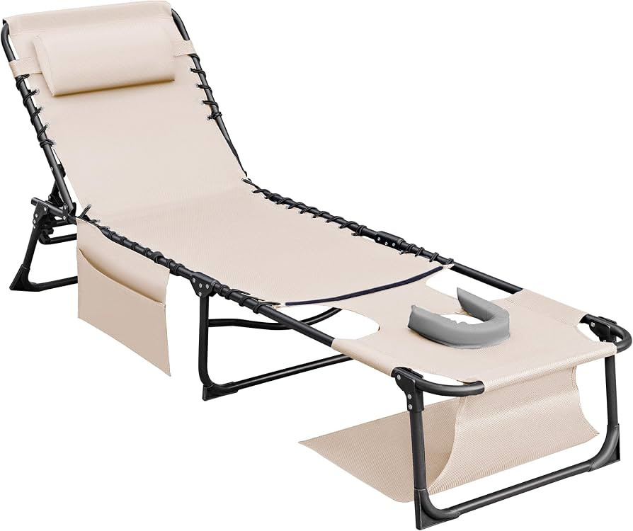 Flamaker Face Down Chaise Lounge Chair 5-Position Adjustable Sunbathing, Foldable Tanning Chair w... | Amazon (US)